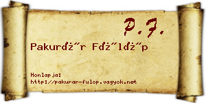 Pakurár Fülöp névjegykártya